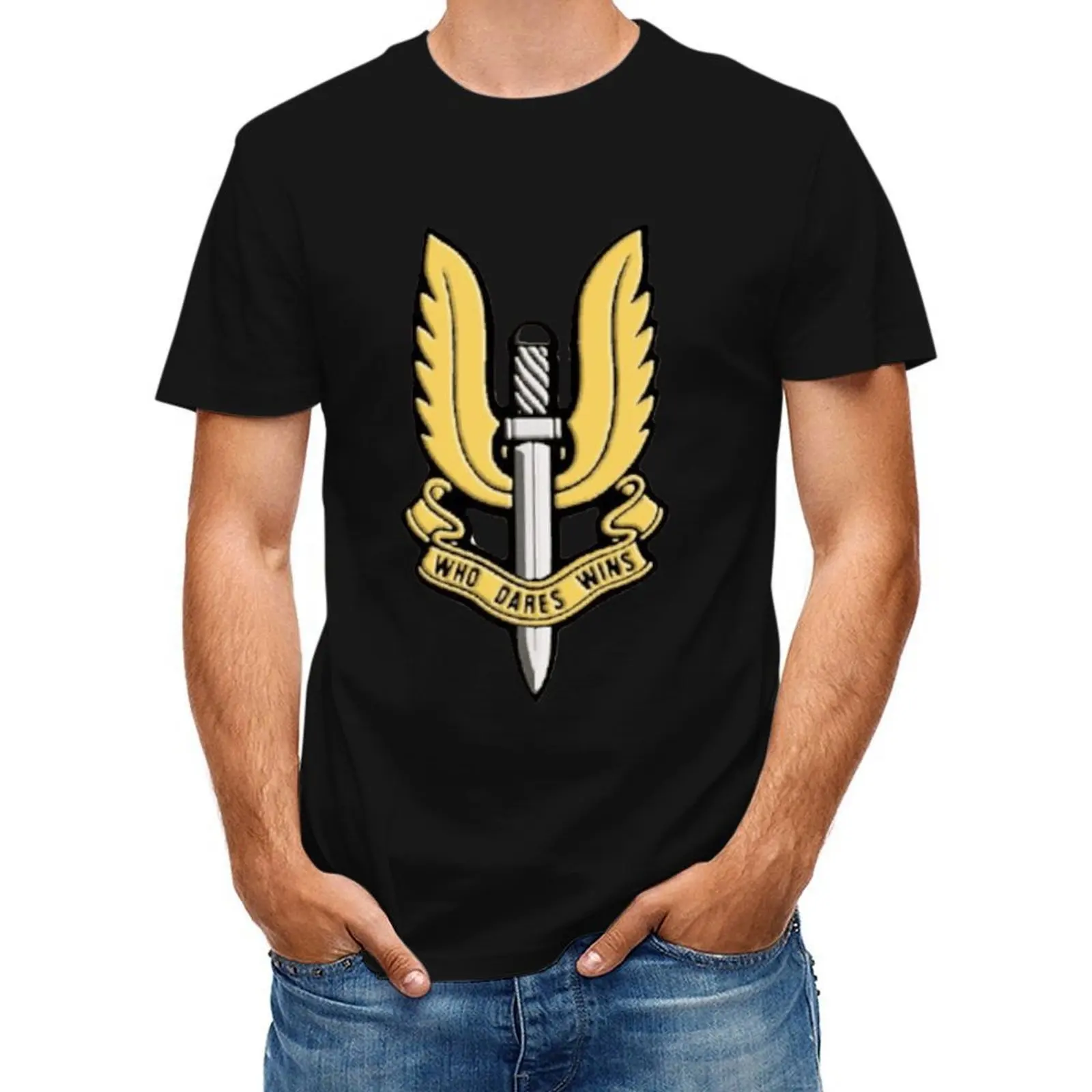 SAS- WHO DARES WINS- Футболка с логотипом, мужская футболка по индивидуальному заказу