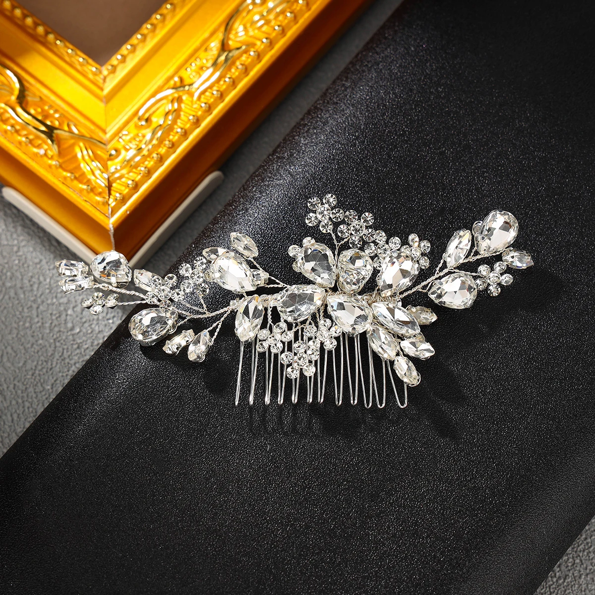 Wedding Hair Brush Clip Bridal Crystal Wedding Hair Accessory for Bride and Bridesmaids（Silver）