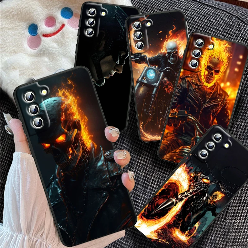 Ghost Rider Captain America For Samsung Galaxy S24 S23 S22 S21 S20 FE S10 S10E Plus Ultra Pro Lite 5G Black Back Phone Case