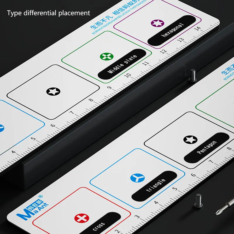 MaAnt CX-002 Portable Dual-use Magnetic Screws Storage Mat Measuring Ruler for Mobile Phone Laptop Disassembly Repair