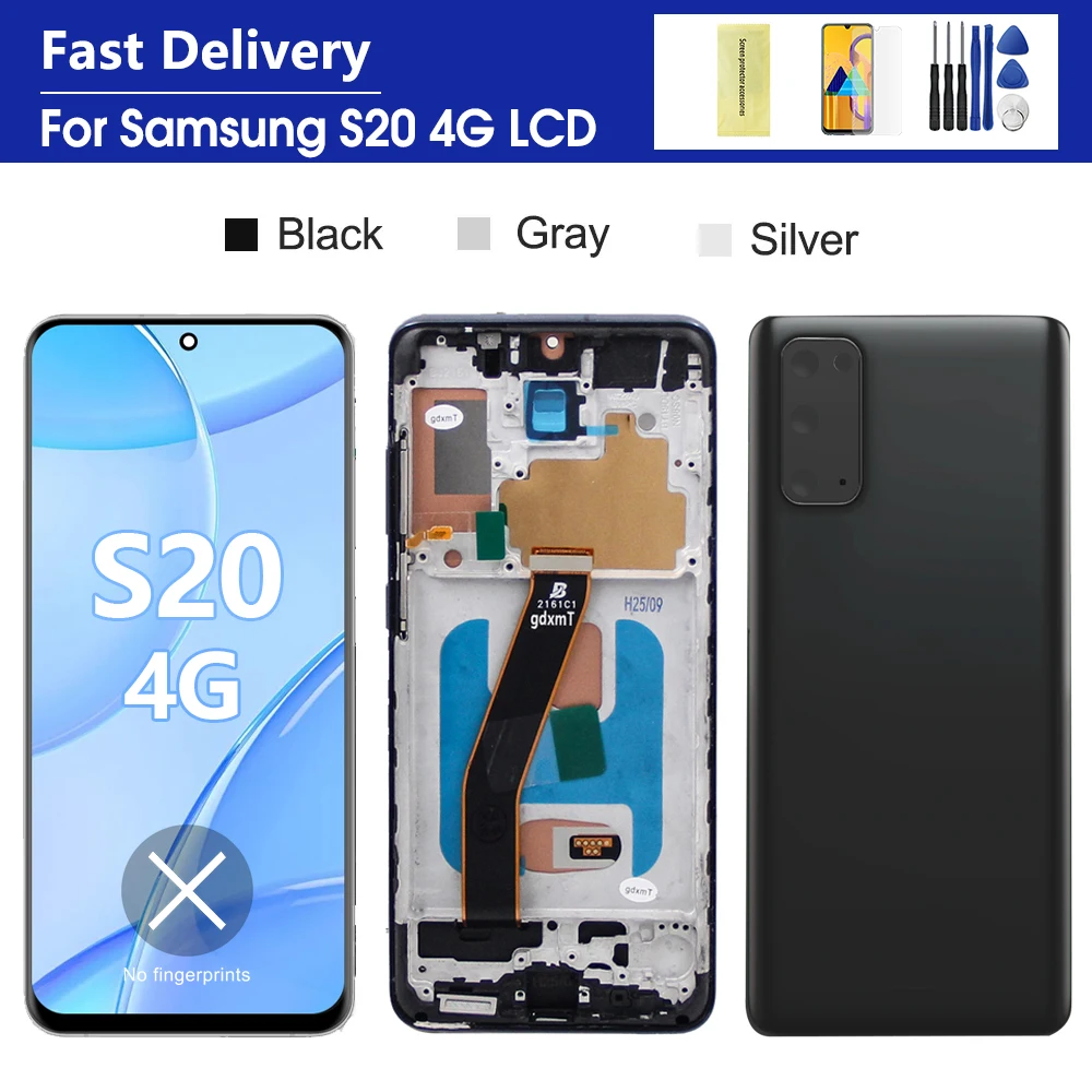 TFT-Bildschirm für Samsung S20 4G G980 G980F G980F/DS LCD-Display Digitaler Touchscreen mit Rahmen S20 Display-Ersatz