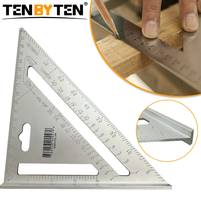 

Triangle Ruler 7inch Precise Thickened Aluminum Alloy Woodworking Measurement Tool Woodworking Metric Metal Triangle Ruler