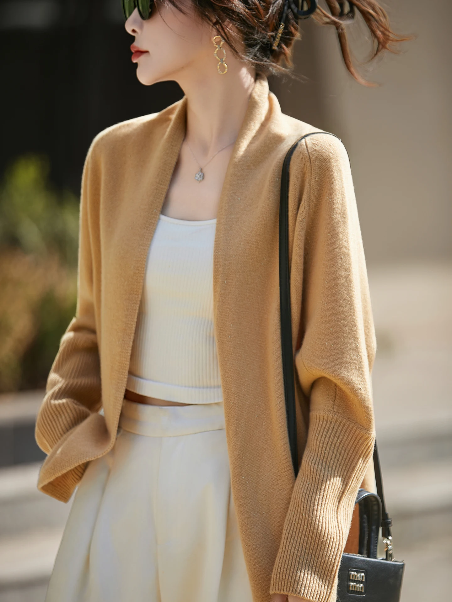 سترة نسائية 100% من صوف ميرينو مترهل بأكمام تشبه جناح الخفّاش سميكة متعددة الألوان للخريف والشتاء يجب أن تكون عنصرًا مريحًا