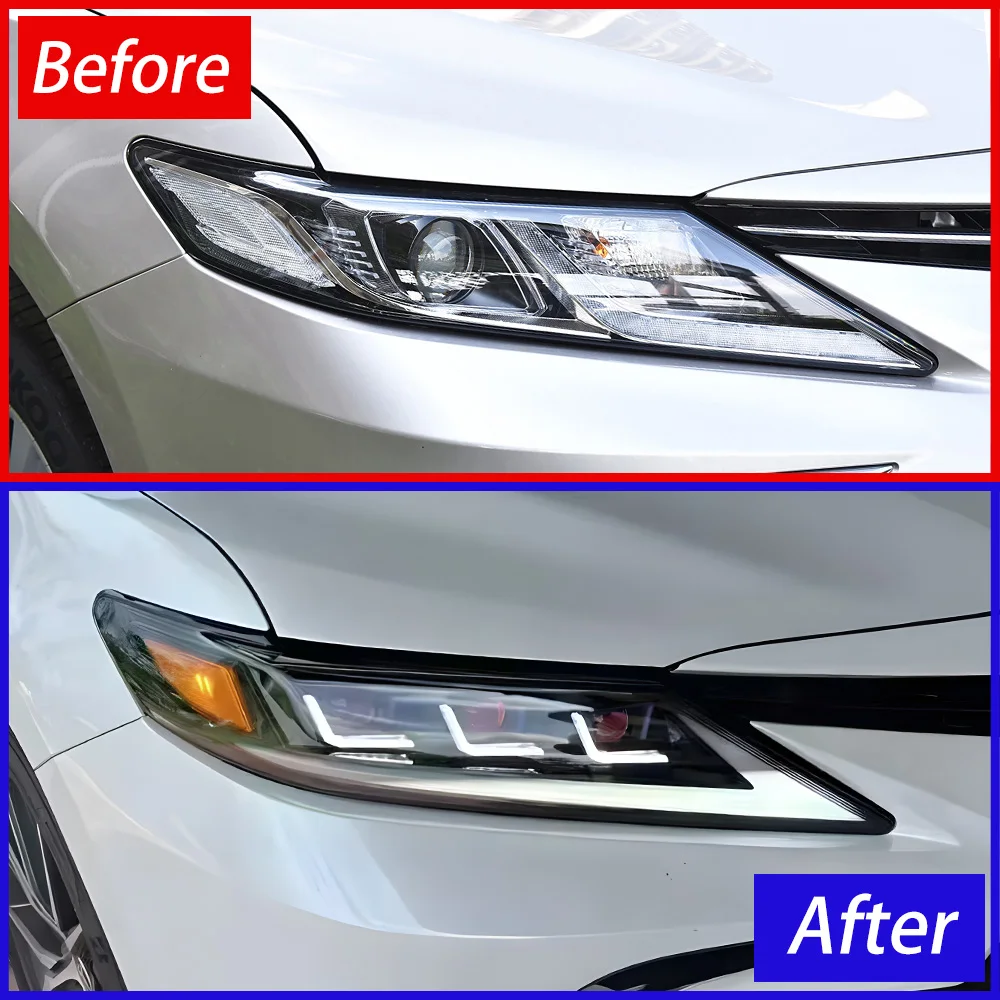 For Toyota Camry Overseas version 2018-2023 LED Auto Headlights Assembly Upgrade Demon Eyes Style 3 Projector Lens Accessories