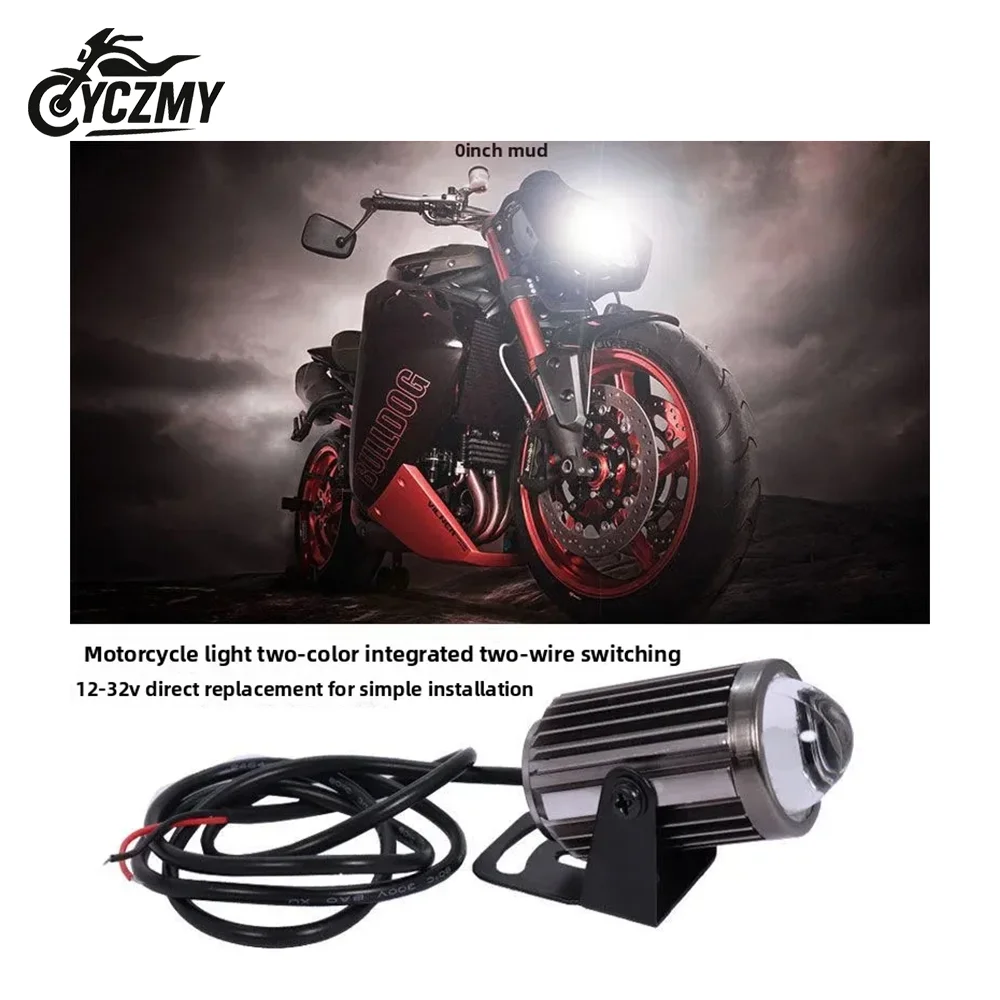 LED Motorcycle Headlight Spotlight 12V - Super Bright Lens High/Low Beam & Strobe Function for Motorcycles/Electric Scooters