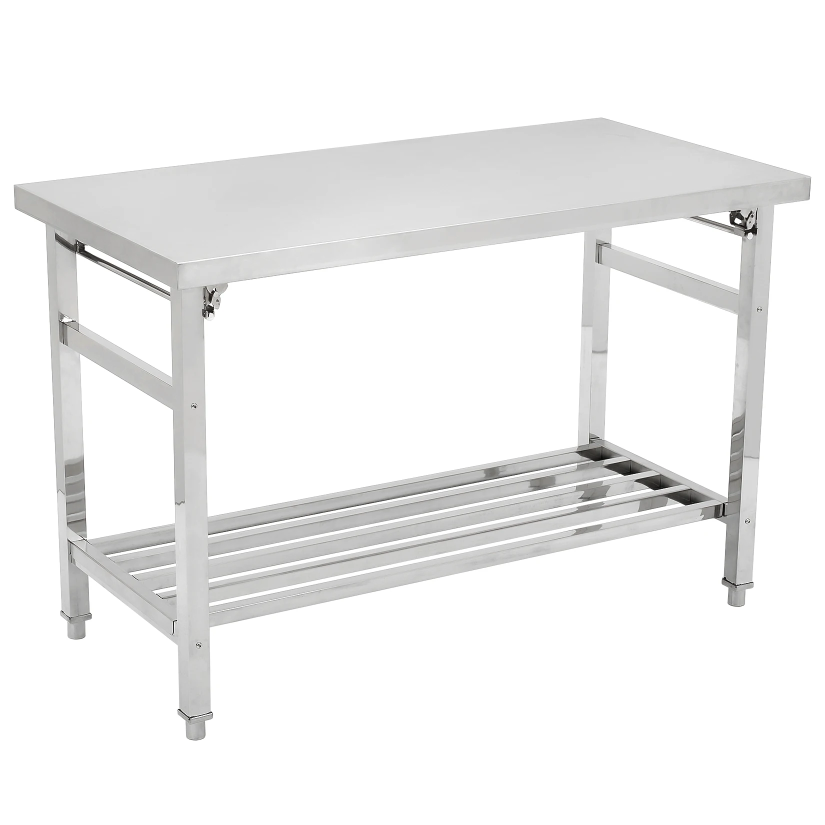 Stainless Steel Prep Table 48 x 24 Inch, NSF Commercial Heavy Duty Stainless Steel Folding Work Table with Undershelf, Stainless