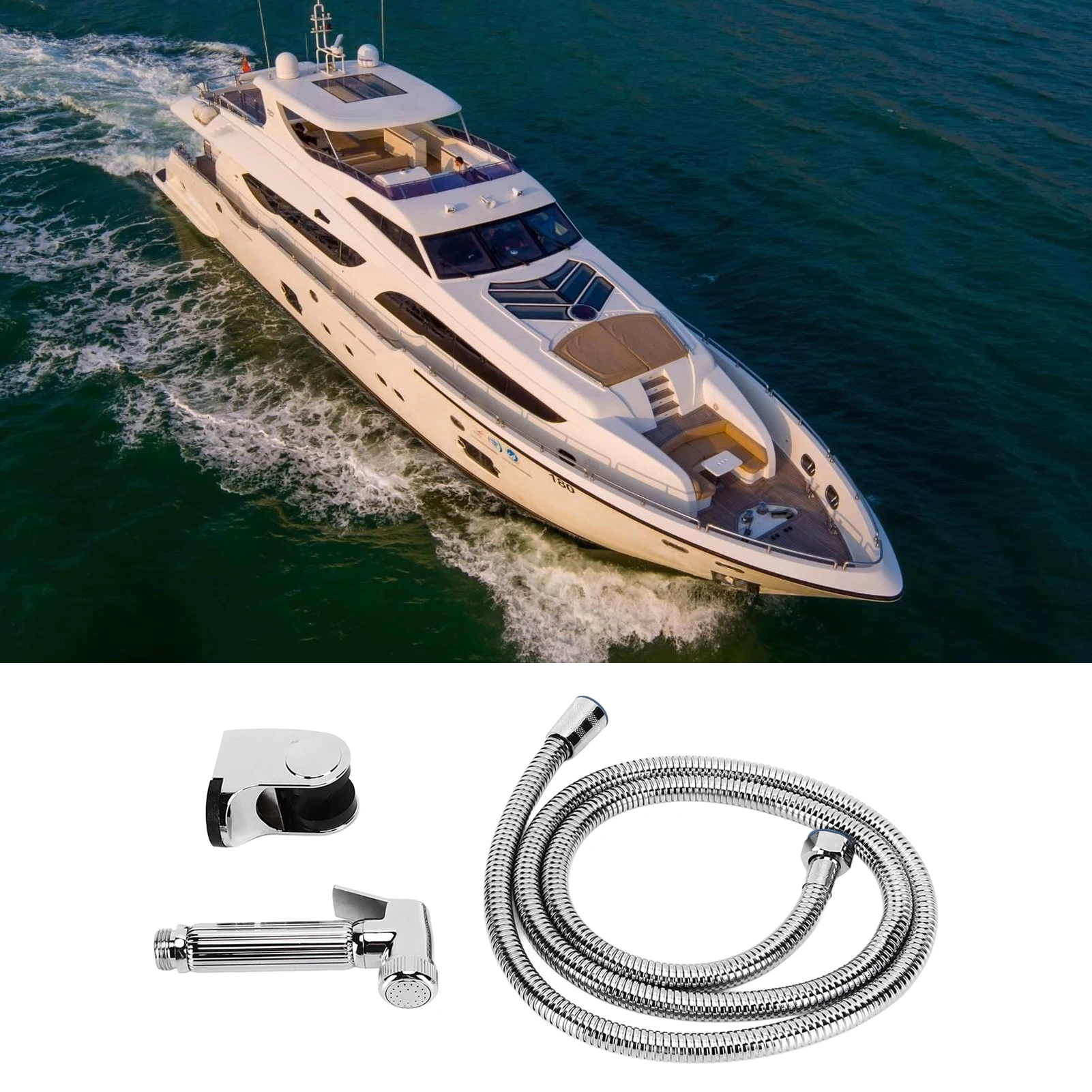 RV Shower Head Kit 1.5m Hose G1/2 Female Thread Waterproof Copper Showerhead for  Yacht Bathroom Handheld Shower Head