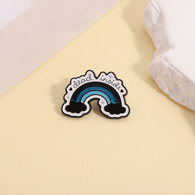 Blue Black Mood Rainbow Enamel Pins Custom Dead Inside Brooches Lapel Badges Clothes Funny Jewelry Gift for Friends