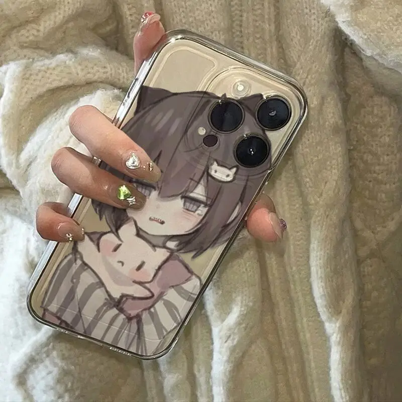 Cute Japanese anime girl cartoon phone case for iphone 15 pro max 14 plus 13 12 11 soft tpu cover for iphone xr xs max x bumper