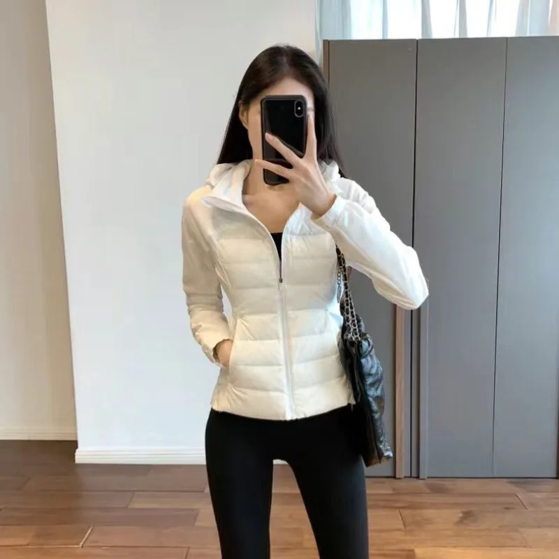

Women Short Purple Yoga Slim Fit and Slimming People light Jacket 2025 Spring and Autumn New Hooded Cotton Jacket Cotton Jacket