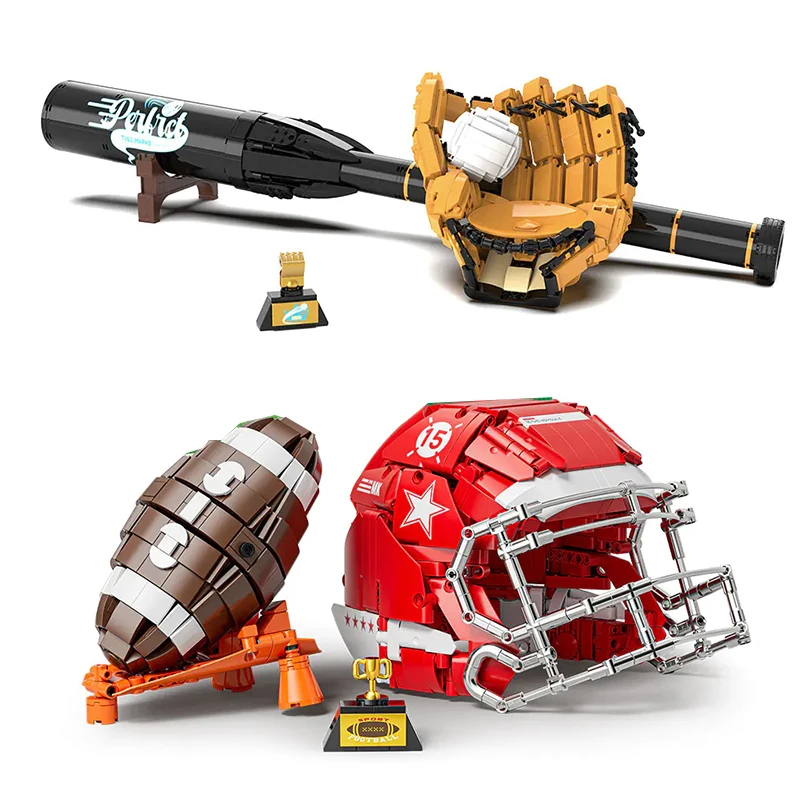 

1038PCS Creative American Football Baseball Building Blocks Construction Bricks Toys Christmas Gift For Adult Children Kids