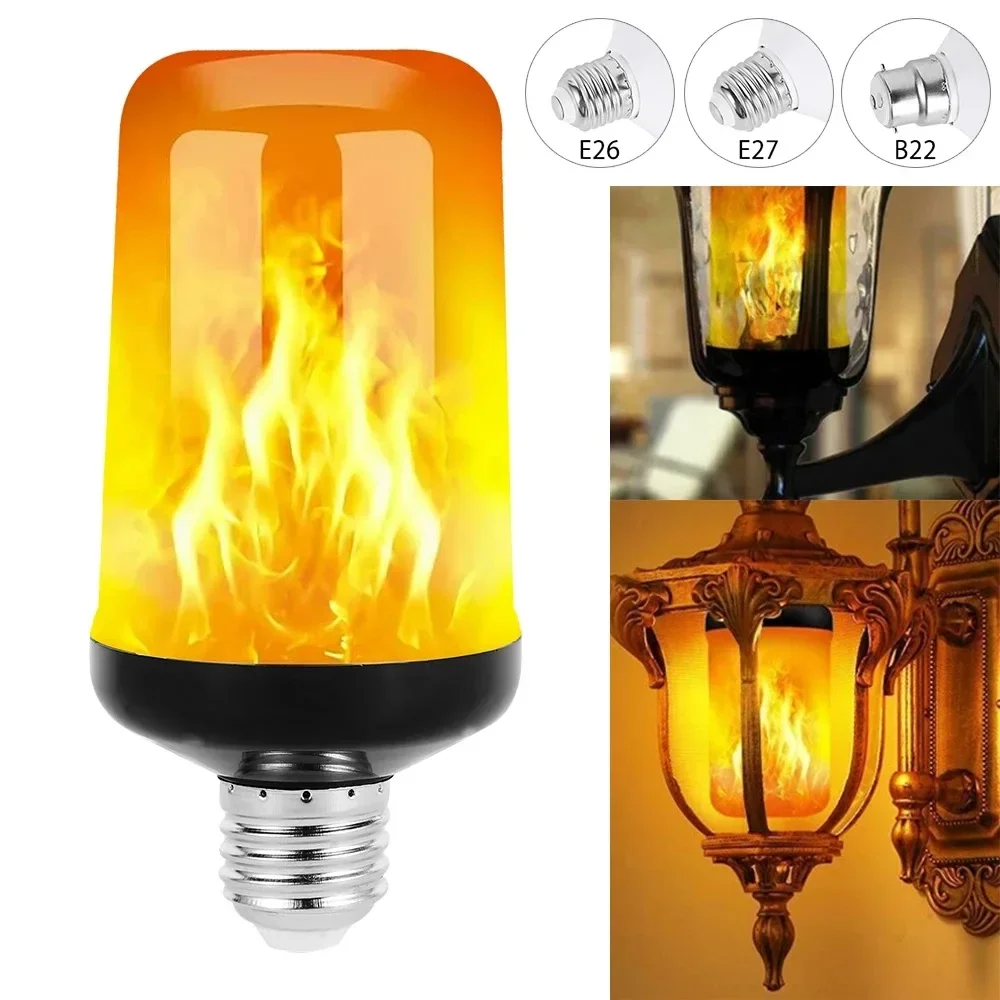 LED Flame Light Bulbs 4 Modes Party LED Flame Effect Light Simulation Fire Lights Bulb KTV Festival Garden Decor Smart Light
