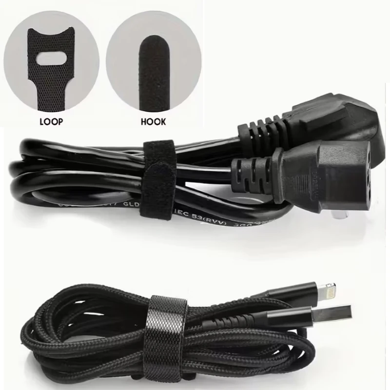 10 piezas/20 piezas/30 piezas/50 piezas bridas para cables reutilizables negras compatibles con gestión de cables-organizadores de cables ajustables y de bucle
