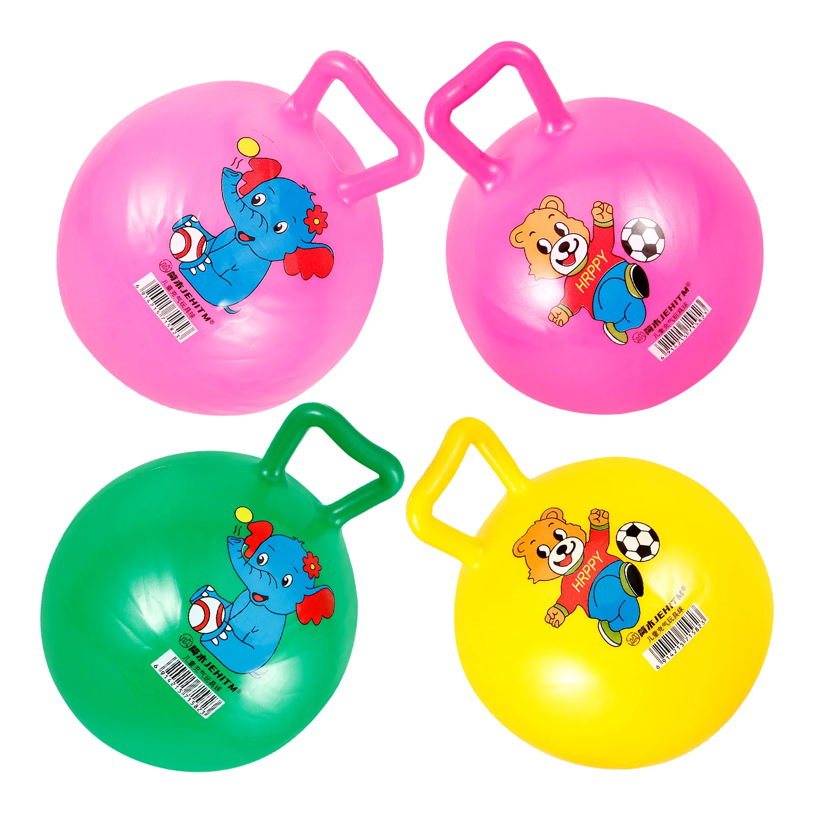 4 Pcs Handle Racket Kids Toys Jumping Ball Space Cartoon Pattern Hopping Pvc For Children Bouncy Bounce Toddler