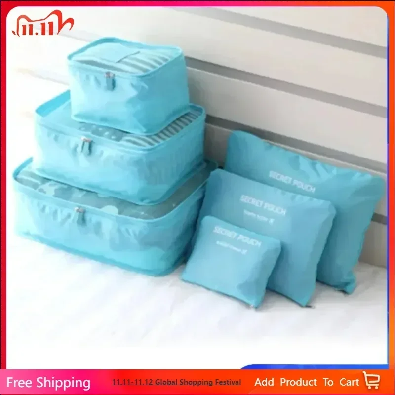 Waterproof Travel Storage Bag Set of Six Clothing Organizer Bags Luggage Sorting Kit Durable Carry on Storage Solutions