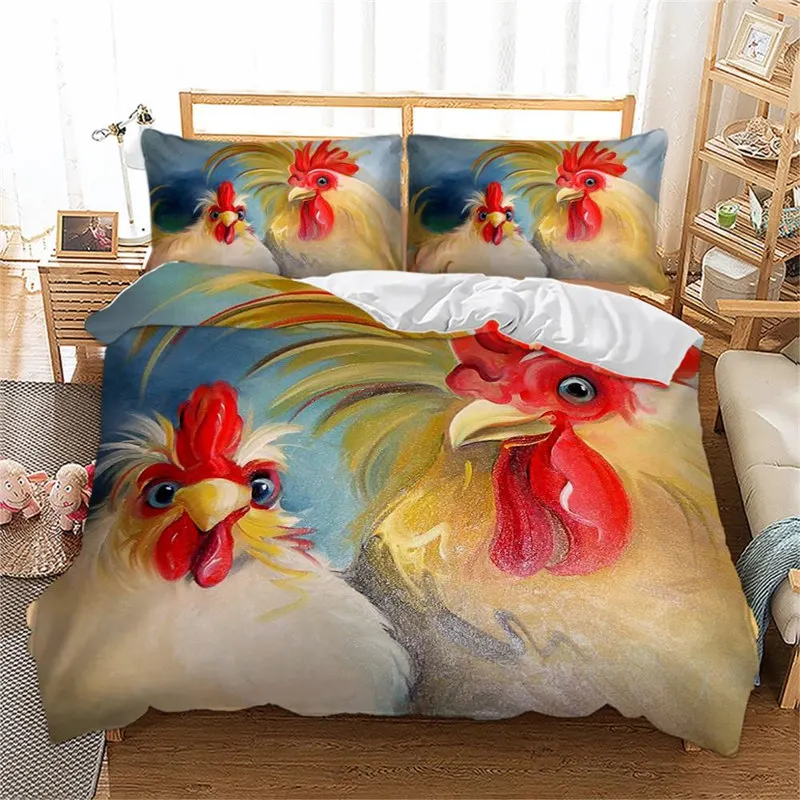 

Cute Chicken Duvet Cover Farmhouse Animals Bedding Set 3D Print Comforter Cover King Full Twin For Girls Boys Teens Room Decor