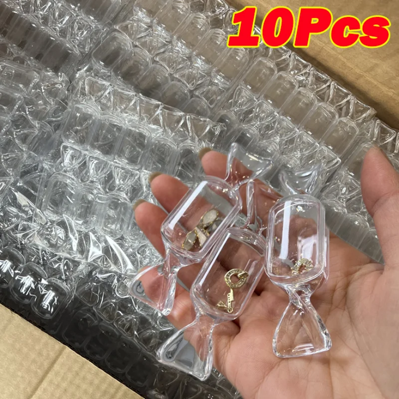 Mini caja de almacenamiento transparente de dulces, cajas de joyería de plástico en forma de dulces, soporte para anillos y pendientes, organizador,