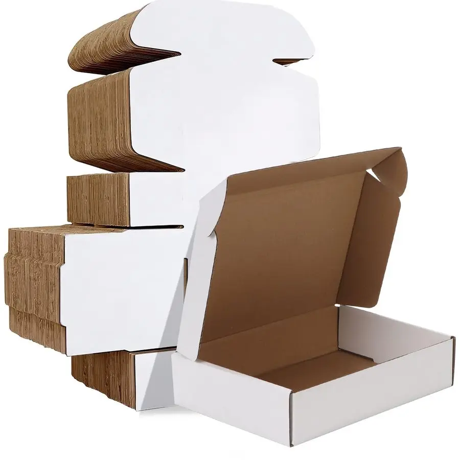 

9x6x2 inches Shipping Boxes Set of 50, White Corrugated Cardboard Box Literature Mailer