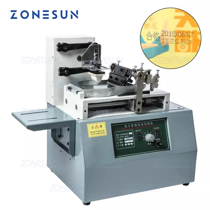 ZONESUN Automatic Ink Pad Printing Machine Electric Production Date Coding Machine Plastic Milk Carton Bottle Glass Pad Printer