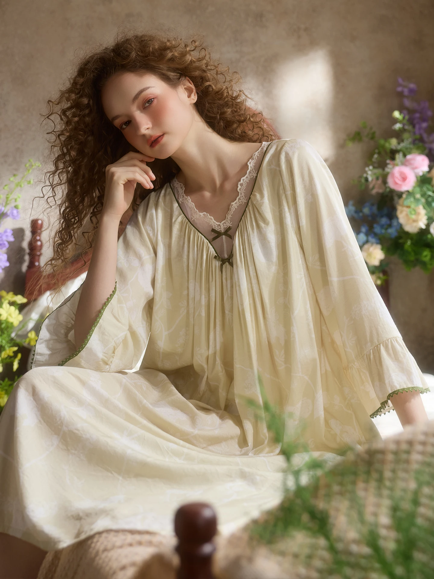 vestido-de-dormir-chenx-con-cuello-en-v-y-manga-tres-cuartos-estampado-floral-vestido-largo-de-verano-para-mujer-ropa-de-casa-comoda-de-seda-helada