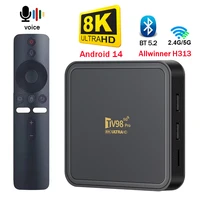TV98 Pro TV Box Android 14 compatible con vídeo HD 8K4K 5G Wifi Dual BT5.2 reproductor de Control remoto por voz Allwinner H313 Smart TV Box iptv