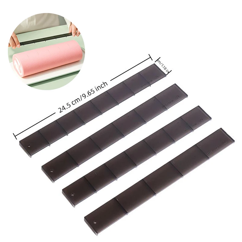4Pcs Biscuit Cake Cutting Roll Scale Ruler Cake Roll Ruler Uniform Division Molds Pastries Bakings Kitchen Dessert Making Tool