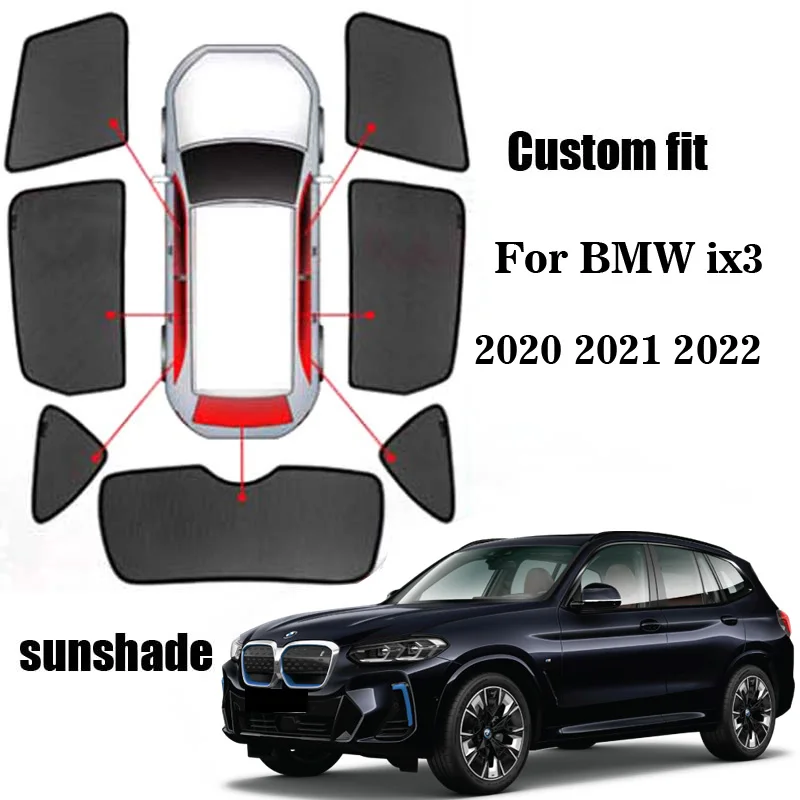 

Custom fit Car Window Sun Shades Cover Mesh car curtain Sun visor Anti-UV For BMW ix3 2020 2021 2022 sun protection Accessories