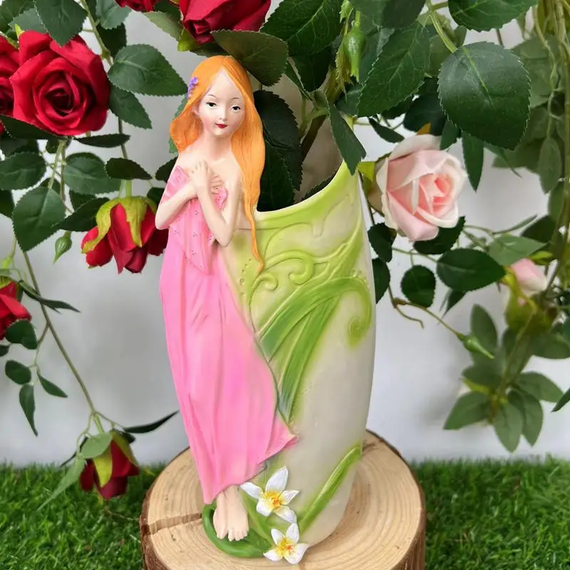 

Girl Vase Flower Pot Garden Outdoor Home Creative Decoration Small Figurine Resin Handicraft Gardening Ornament