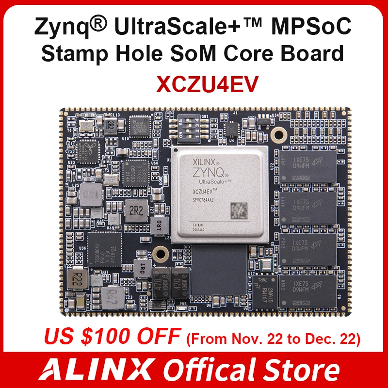 

ALINX SoM M4EV: Xilinx Zynq UltraScale+ MPSOC AI XCZU4EV SoM System on Module Stamp Hole