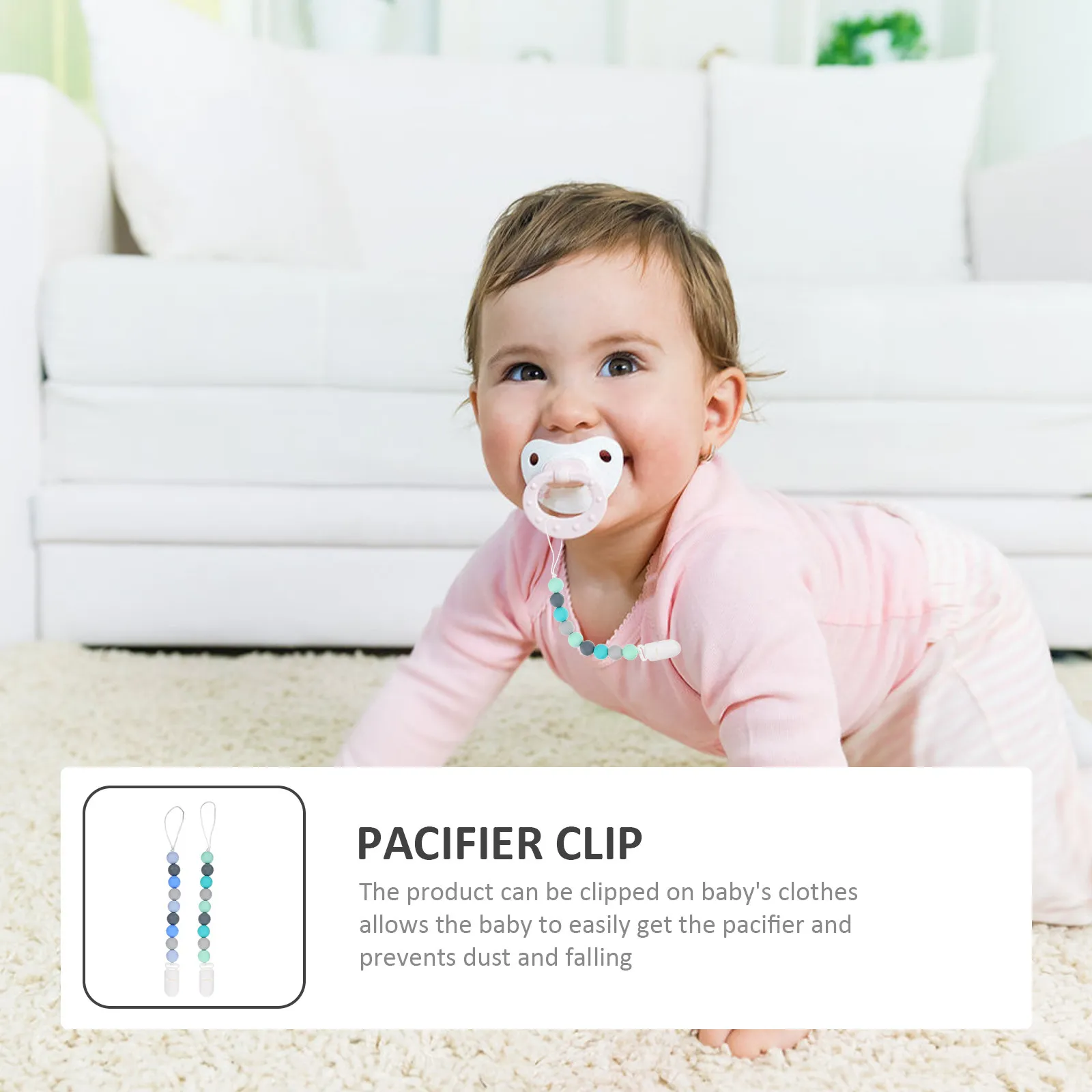 

2Pcs Premium Pacifier Clip for Baby Girls Wear-Resistant Comforter Holder Keeps Pacifiers Clean and Within Reach Portable