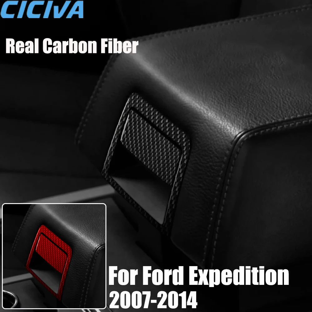 

Real Carbon Fiber Car Accessories Armrest Storage Set Trim Cover Soft Sticker For Ford Expedition 2007 08 09 10 11 12 13 2014