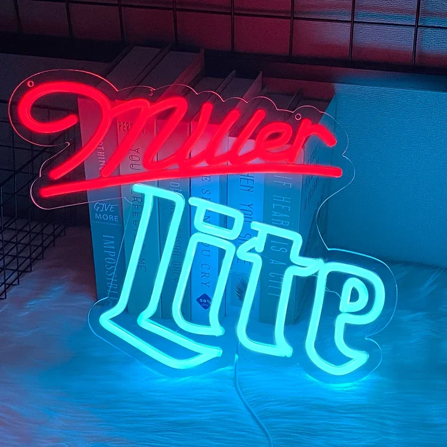 

Usb Power Supply With Switch, Men'S Caves, Bars, Christmas Decoration，Miller Lite Led Neon Lights Are Used For Wall Decoration