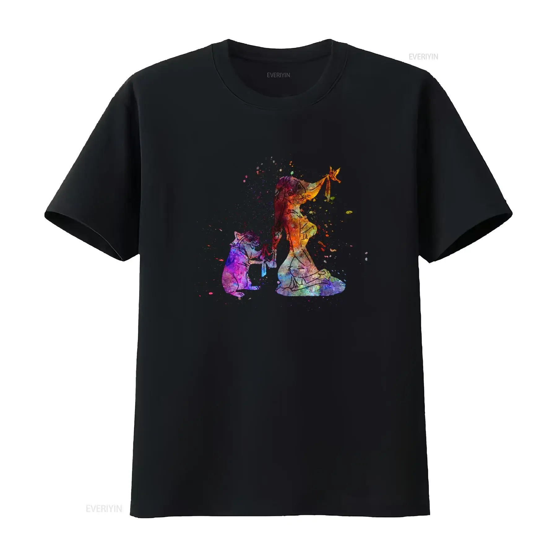 Pocahontas Watercolor Art T Shirt Unique Hand Painted Design for Women and Girls vintage Washed Top For Everyday Wear Unisex