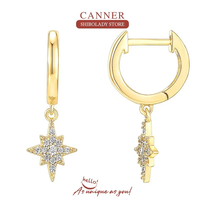 CANNER Eight Stars 925 Sterling Silver  Earring For Women Drop Earrings Pendientes Fine Jewelry Wedding 18K Gold 2023 Trend