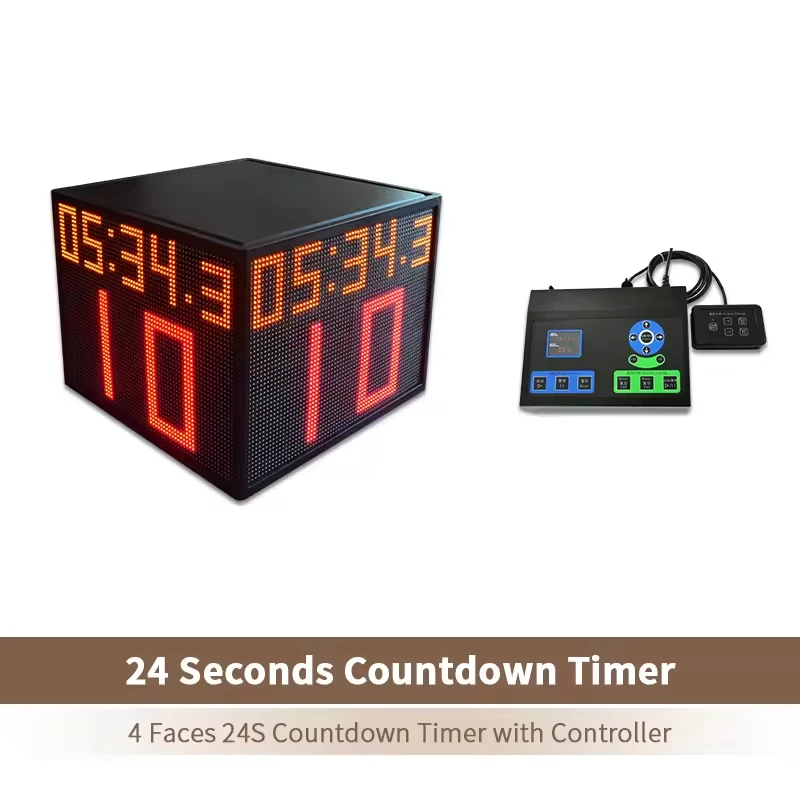 Portable Wireless 24 Second Basketball Game Timer Four Sided Display Shot Clock
