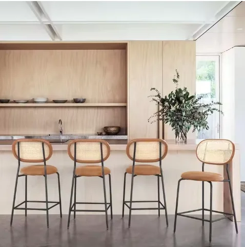 

More Design Cheap Price Simplicity Household Ironwork Modern Leather Cushion Luxury Kitchen Dining Restaurant bar High bar Chair