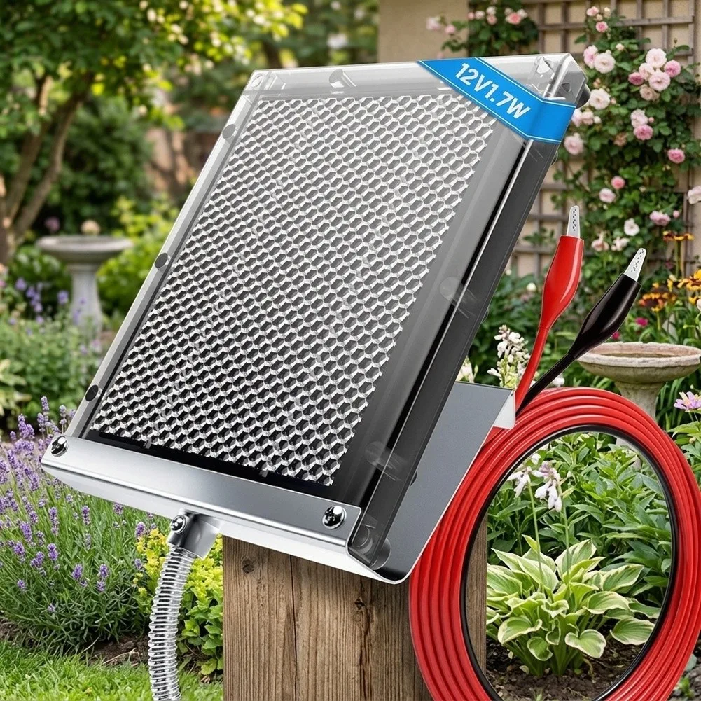 Deer Feeder Solar For Charger 6V Or 12V Monocrystalline Panel With Polycarbonate Cover Stainless Steel Conduit And Angle Bracket