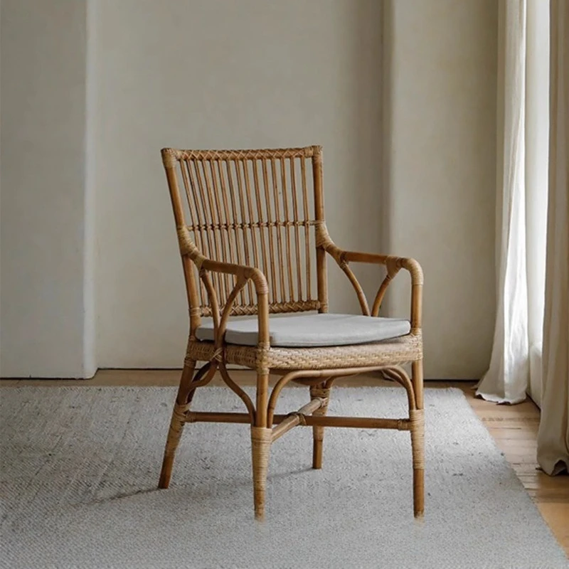 

Indonesian plant rattan dining chair B & B hotel home pure handmade rattan chair designer armrest back