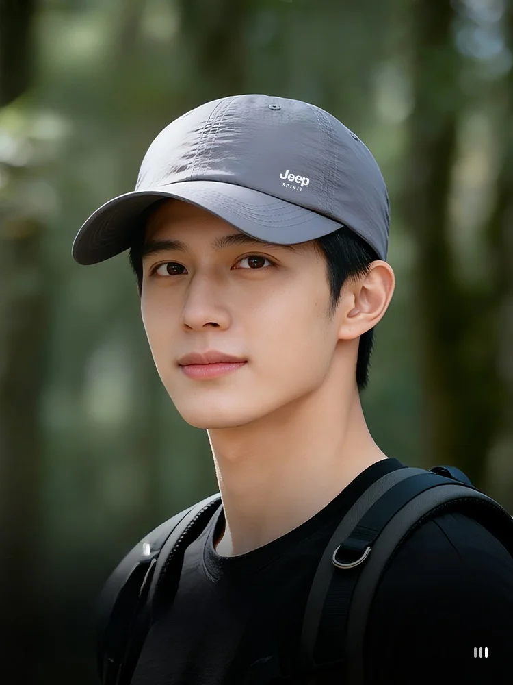 ジープ-メンズ-夏用-釣り-日焼け防止-軽量-速乾性-通気性-ベースボールキャップ-調節可能なラウンドトップ-ポリエステル繊維