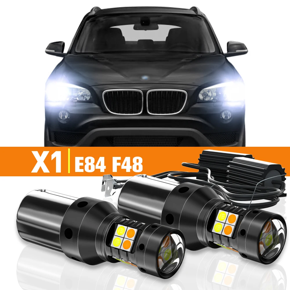 2pcs LED Dual Mode Turn Signal+Daytime Running Light DRL For BMW X1 E84 F48 2009 2010 2011 2012 2013 2014 Accessories Canbus