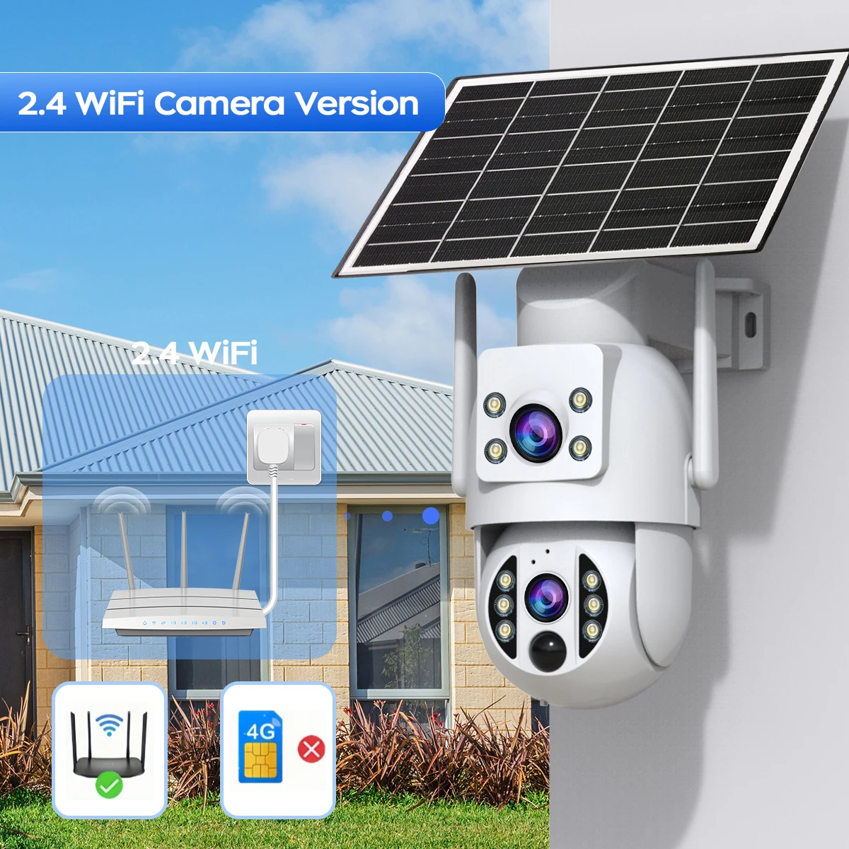 JOOAN 8MP Dual Lens Solar WiFi Camera Outdoor 9000mAh Battery IP Camera Color Night Vision Two Way Audio CCTV Surveillance Cam