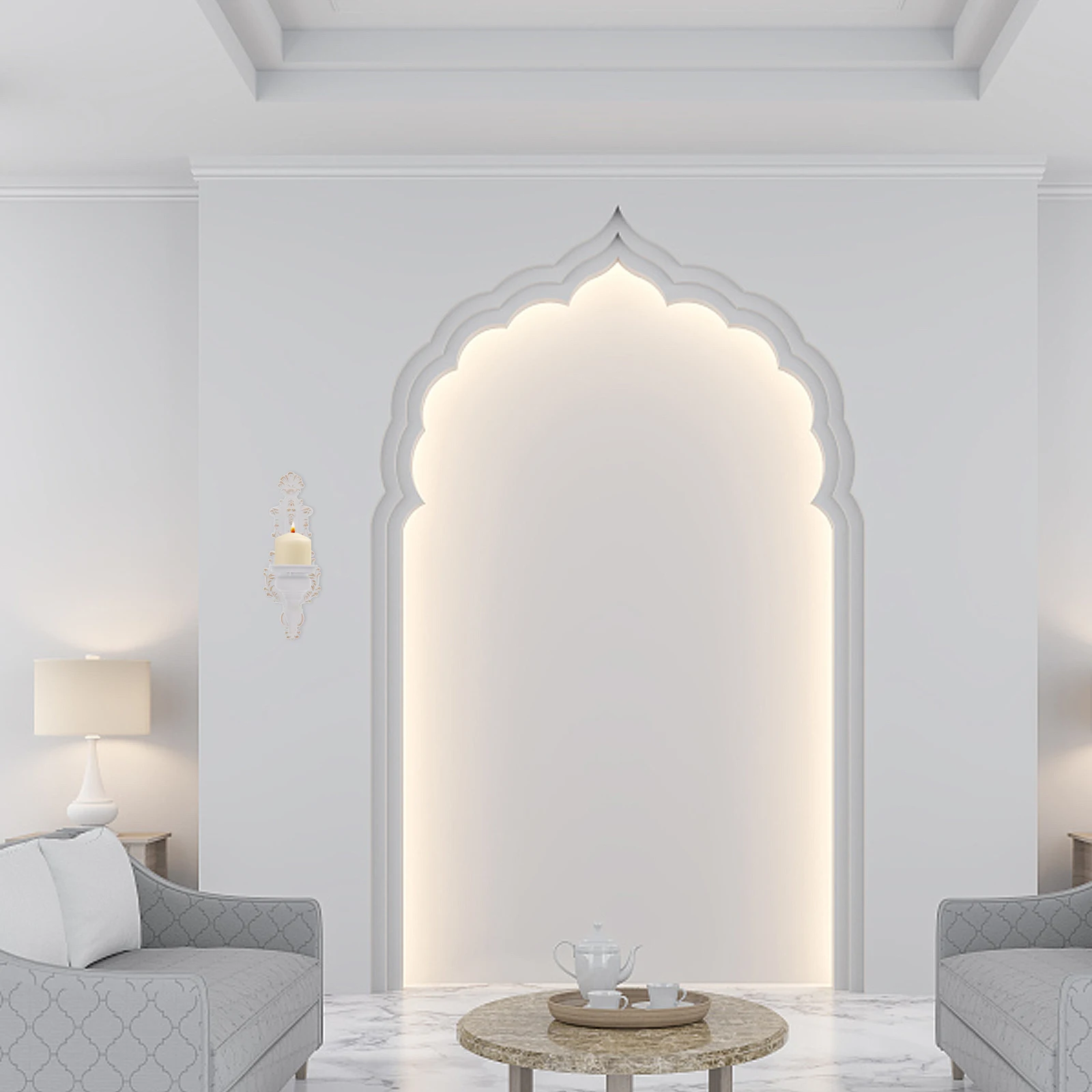 

Vintage Style Wall Hanging Holder Iron Wall Sconce Metal Candlestick for Living Room Dining Room Wedding Party Decoration