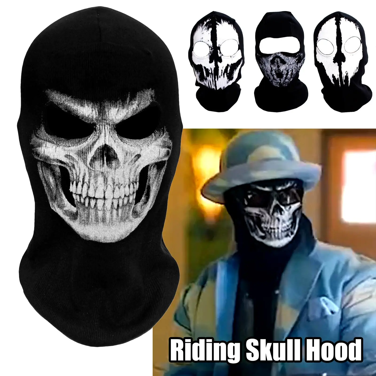 Motorrad Balaclava Schädel Druck Moto Volle Gesicht Maske Winddicht Skifahren Kopf Hals Wärmer Radfahren Biker Haube Männer Helm Liner – Detail 17