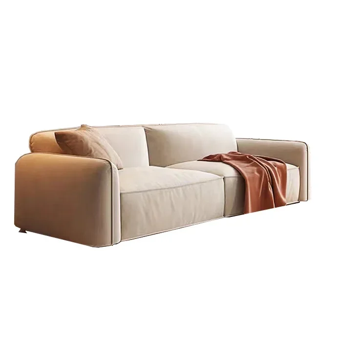 

l Minimalist Design Leisure Sofa Modern Style White Velvet Fabric Living Room Straight Sofa Modular Furniture Sofa Set