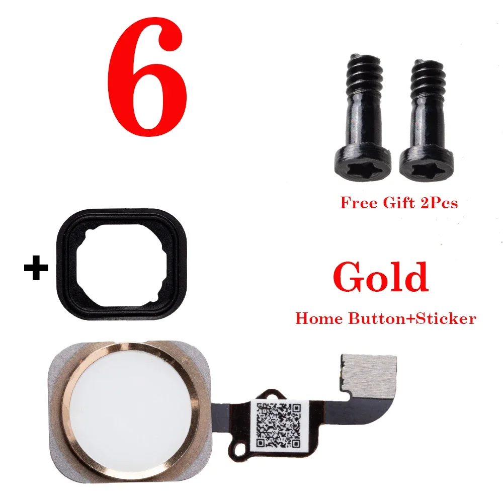 1Set/Lot Home Button + Rubber + Bottom Screws For iPhone 6 6s Plus Home Button Menu With Flex Cable Key Cap