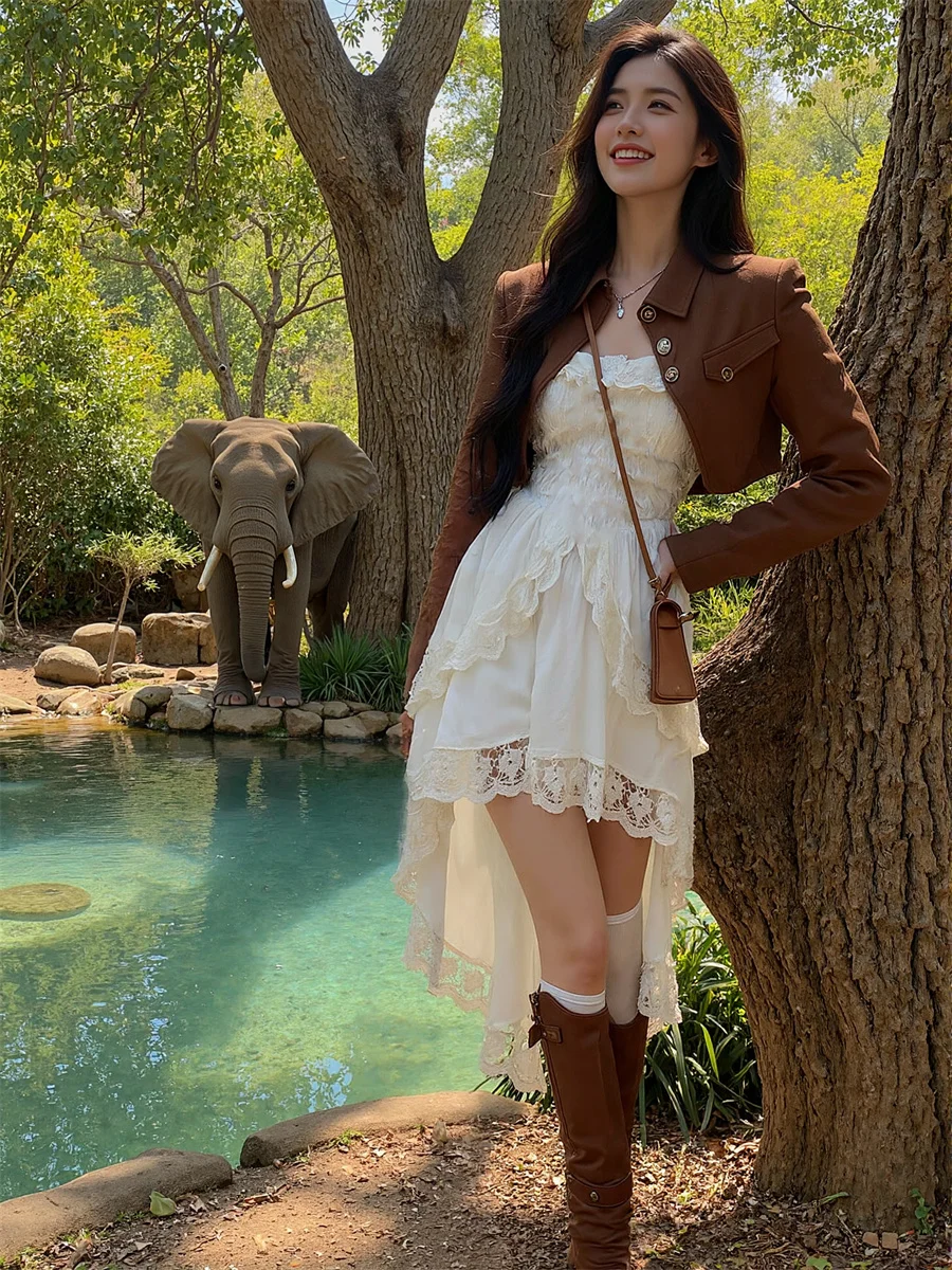 Vestido feminino linha a com cadarço e babados, botões rosa, decote em coração, zíper fino, xadrez em camadas, confortável, coquetel, princesa