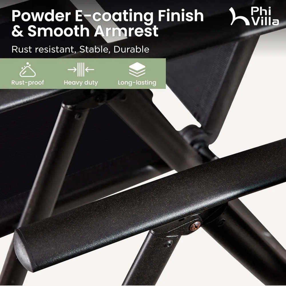 طقم طعام مكون من 9 قطع، طقم طعام خارجي لأثاث الفناء مع كراسي قابلة للطي محمولة قابلة للتعديل (أسود) وباي كبير #5