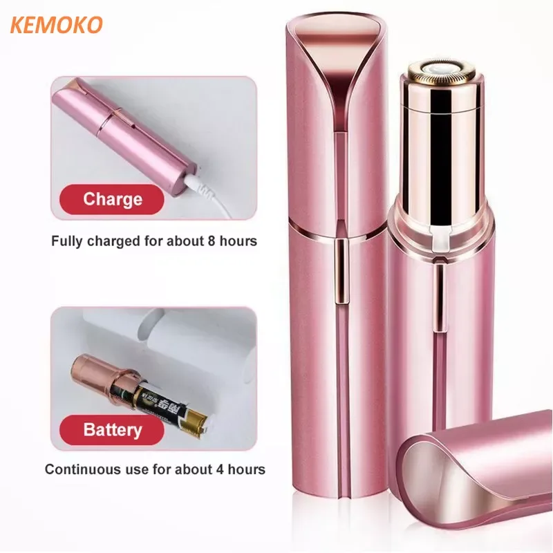 New Electric Facial Hair Removal Epilator Eyebrow Lipstick Shape Painless Facial Sensitive Areas Bikini Depilator Shaver Trimmer