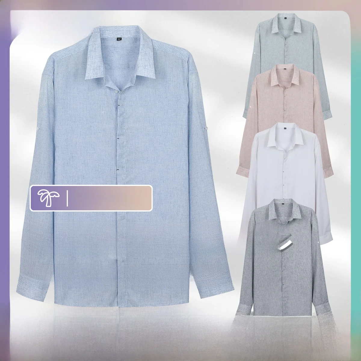 

Men's Linen irt Long Sve Thin Summer Hawaii Beach Sle Casual Busin Qui Dry Large Size Button up Pure Color