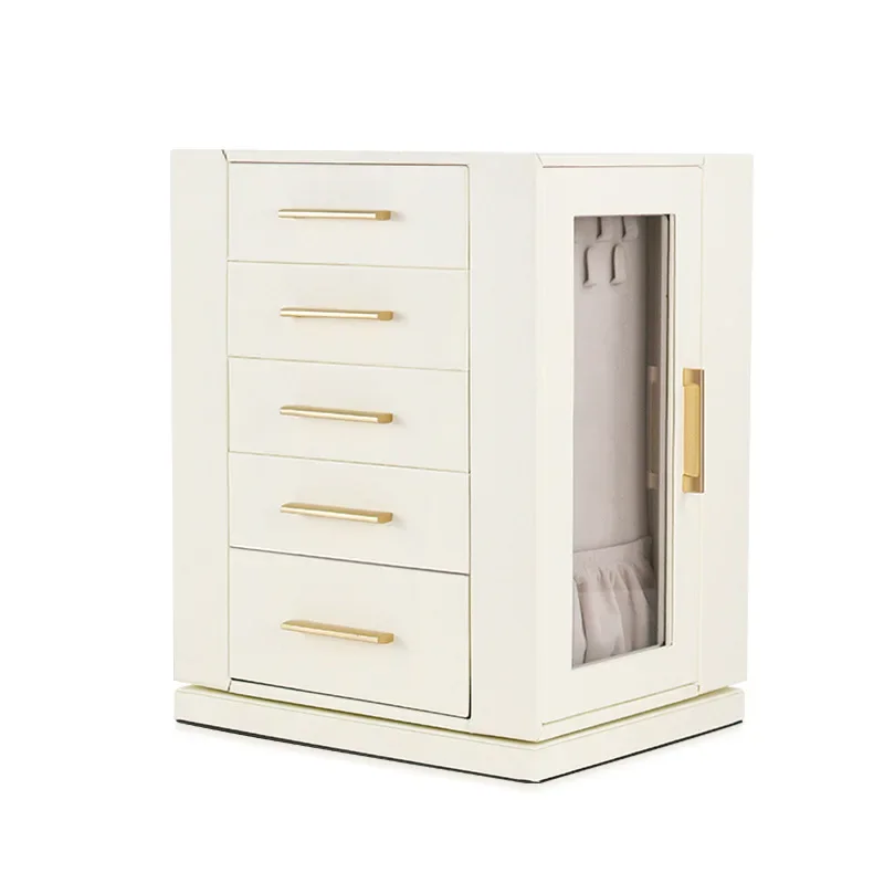 

Double door rotating jewelry box multi-layer large-capacity drawer jewelry necklace